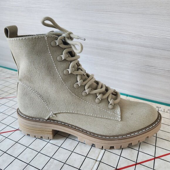 Women's Parker Lace-up Combat Boots Side Zip Universal Thread Tan Bootie - Picture 2 of 13